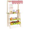 Navaris Supermercato Giocattolo Bambini da 3 Anni - Gioco Negozio con Registratore Cassa - Banco Spesa Finta - Bancarella Frutta Verdura Mercato Legno - Giochi Montessori