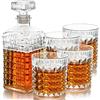 Belle Vous Set Decanter Whisky in Vetro (5 Pezzi) - Bottiglia Whisky da 500 ml con 4 Bicchieri Incisi da 260 ml - Set Bottiglia e Bicchieri Liquore, Whisky, Vino, Brandy, Bourbon e Altri Liquori
