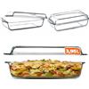 KADAX Pirofila per Cottura da Forno in Vetro Trasparente, Casseruola Rettangolare con Coperchio da Cucina, Piatto Resistente al Calore (3.95 L)
