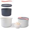 Msiud Cuociriso per Microonde, Pentola a Vapore Antiaderente, Set di Pentole per Preparazione Cuoci Riso Cereali per microonde Sistema Rice Cooker Cuociriso e Cereali Container for Steam Cooking