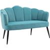 DecHome Divano 2 Posti in Velluto con Gambe in Metallo e Schienale a Conchiglia 132x66x80cm Verde - 483V00GN-839
