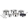Lagostina Evelia Set di Pentole Induzione, Gas e Forno in Acciaio Inox 18/10, 13 Pezzi, Batteria con 4 Casseruole, Pentola, Padella Antiaderente, Mestolo, Schiumarola, Cucchiaio Spaghetti, 4 Coperchi