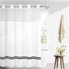 River Dream Tenda da doccia in tessuto con fodera a scatto, striscia nera con accento satinato, senza ganci necessari, finestra trasparente, magneti, anelli cromati, 71 x 74 cm, bianco