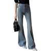 Juankrynord Dimagrante da Donna Vita Alta Strass Elasticizzato Orlo Curvo Jeans Svasati Vita Alta Dimagrante Svasato Drag Pavimento Paillettes Pantaloni (Blu,S)
