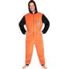 Dragon Ball Z Pigiama Intero Uomo con Cappuccio, Pile Tuta Intera - Regalo Uomo (Arancione/Nero, XL)