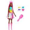 Barbie - Unicorno Capelli Fantasia, bambola con capelli magenta lunghi 18+ cm e accessori colorati per lo styling, include 1 spazzola, 1 fascia e fermagli, giocattolo per bambini, 3+ anni, HRR01