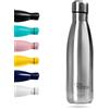 Otto Koning Borraccia Termica in acciaio inox-Otto Koning. Mantiene le bevande fredde per 24 ore e quelle calde per 12 ore. Bottiglia thermos a prova di perdite, senza BPA (500ML, Argento)