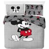 Jay Franco Completo Piumone Matrimoniale 100% Cotone Disney Topolino A Strisce - Include federe per Cuscini 50 x 70