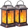 SOLARBABY Solar Lights Outdoor Flame Lantern,SOLARBABY Metal Flickering Flame Solar Lantern Lights Hanging Lighting Christmas Decoration for Garden Patio Pathway Deck Yard(Bronze, Pack of 2)