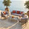 MIlani Home BACHATA - salotto con struttura in alluminio verniciato taupe o bianca, rivestimento in corda in pvc