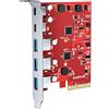 Inateck RedComets U21, Scheda da PCIe a USB 3.2 Gen 2 con Larghezza di Banda di 16 Gbps, 3 Porte USB Type-A e 2 Porte USB Type-C, Rosso