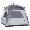 Outsunny Tenda da campeggio familiare 4 persone tenda dôme impermeabile leggera, ventilata facile da montare pop-up 4 finestre parasole dim. 2,4L x 2,4l x 1,99H m fibra di vetro poliestere bianco grigio