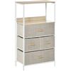 HOMCOM Cassettiera Mobile da Rangement Abbigliamento 4 Cassetti Estraibili 1 Ripiano 58 x 29 x 103 cm Grigio Bianco