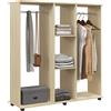 HOMCOM Armadio cabina Arredamento Mobile 6 ruote 120L x 40P x 128A cm in legno naturale