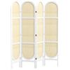 HOMCOM Paravento interno in legno 4 pannelli 170 x 160 cm pieghevole e portatile, motivo intrecciato a mano, bianco