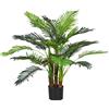 HOMCOM Palma Artificiale H.1 m Albero Artificiale Tronco Rami Muschio Foglie Grande realismo Vaso Incluso