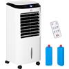 HOMCOM Climatizzatore raffrescante d'aria mobile ventilatore ionizzatore 4 in 1 con telecomando - portatile silenzioso oscillante 60W - capacità massima serbatoio 10L - ideale stanze 20 m² massimo - bianco nero