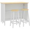 HOMCOM Isola Cucina con 2 Sgabelli Piano Lavoro Ribaltabile 2 Armadietti con 4 Porte Design Moderno Bianco