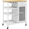 HOMCOM Carrello portaservizi carrello da cucina a ruote multi-archiviazione armadio con porta portabottiglie ripiani cassetto bianco