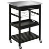 HOMCOM Carrello di Servizio da Cucina con Ruote e Mensola Porta Bottiglie 60L x 40P x 85A cm Piano in Acciaio Inox Nero