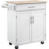 HOMCOM Carrello da Cucina con Ruote Chariot da Servizio Isola da Cucina con Cassetto Armadio e Porta-Strofinacci - Bianco