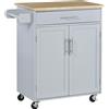 HOMCOM Isola da cucina con carrello da cucina e cassetto di armadio e portastoviglie - grigio