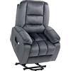 HOMCOM Poltrona sollevatore elettrico poltrona reclinabile 8 punti di massaggio vibrante 85 x 94 x 107 cm grigio