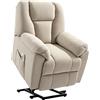 HOMCOM Poltrona Reclinabile Elettrica con Funzione Massaggio e Riscaldamento con Schienale Inclinabile, Porte USB, Telecomando, Beige
