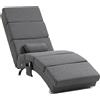 HOMCOM Poltrona relax chaise longue massaggiante con riscaldamento e telecomando, tessuto effetto lino, grigio
