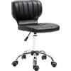 HOMCOM Sgabello a rotelle - sgabello da lavoro girevole a 360° - sgabello ergonomico - altezza seduta regolabile 47-62 cm - rivestimento sintetico imbottito nero metallo cromato