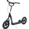 HOMCOM Trotinette patinette pneumatici 30 cm Manubrio regolabile manopola del freno e cavalletto in acciaio Nero