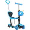 HOMCOM Trottinetta per Bambini Trottinetta 3 Ruote evolutiva 5 in 1 Manubrio regolabile Asta telescopica Sella Schienale Rimovibile Blu