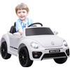 AIYAPLAY Auto elettrica per bambini VW Maggiolino, 3-5 km/h, con telecomando e musica, Bianco