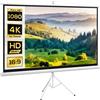 HOMCOM Telo Proiettore Pieghevole da 100" Formato 16:9 con Treppiede Regolabile, 235.8x8x136 cm, Bianco | Aosom Italy