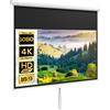 HOMCOM Schermo per Proiezione TV e Home Cinema 80 Pollici 16:9 4K HD, fissaggio a muro o soffitto, 187 x 8 x 150 cm
