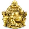WEALTHCOMING Fengshui Decor Statua di Buddha sorridente per fortuna e felicità, statua del dio della ricchezza, statua buddista in ottone e sculture decorative per la casa regali di congratulazioni