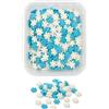 DFPRIME Sprinkles Stelline di Zucchero 60g - Decorazioni per Dolci, Torte, Cupcake e Biscotti - Topping per Cake Design e Pasticceria (Fiocchi di Neve Celesti e Bianchi)