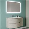 Cubi&Co Mobile bagno a due cassetti e 1 anta con lavabo in resina specchio led cm 105 Legno Nordico-modello Onde 3