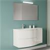 Cubi&Co Mobile bagno a due cassetti e 1 anta con lavabo in resina specchio e lampada cm 105 Bianco Lucido - Cubi&Co modello Onde 1
