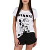 sarcia.eu Disney Minnie Mouse Pigiama da Donna in Cotone a Maniche Corte, per L'Estate a Due Pezzi, 100% Cotone, Oeko-Tex (IT, Numero, 38, Regular, Regular, Bianco e Nero)