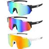 Mineup Occhiali Da Ciclismo, 3 PCS Occhiali Ciclismo Uomo, Occhiali Da Sole Da Ciclismo, Occhiali Da Bicicletta Anti-Uv, Protezione UV400 Occhiali Da Sole Sportivi, Per Ciclismo Corsa Sci Alpinismo