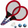 Mikado Sport Set Racchette da Spiaggia e Badminton, 52x26 cm, 2 Racchette Tennis Bambino con Volano e Palline, Impugnatura Mimetica (Rosso)