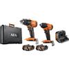 AEG JP18I2-202C Kit con Trapano a Percussione 18V, Avvitatore a Impulsi, 2 Batterie 2.0Ah, BL18S 18V Caricabatterie