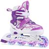 Jestme Pattini in linea regolabili per bambini ragazze ragazzi principianti, Pattini a rotelle rosa e viola per bambino e adolescente per lo sport (Viola, S (EU28-32))
