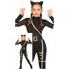 FIESTAS GUIRCA Costume in maschera per ragazze da gatto nero - Incluso cerchietto con orecchie di gatto, tuta nera e cintura - Costumi di Halloween per ragazze dai 7 ai 9 anni