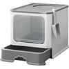 LANTUS Cassettiera per lettiera chiusa per gatti, casa da toilette, vassoio rimovibile, pala, spazzola per gatti grandi, capacità di carico 15 kg, a prova di perdite, 50 x 35 x 38 cm, colore: grigio