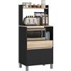 HOMCOM Mobile per microonde, credenza da cucina con cassetto a ripiano superiore, mobile per microonde da cucina per sala da pranzo, soggiorno, 60 x 40 x 131 cm naturale e nero