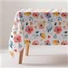 GAMUSI Tovaglia antimacchia cotone floreale rettangolare al tatto tessuto 160 x 100 cm, colore beige