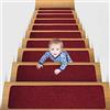MBIGM 15 Tappetini per Scale (20 x 76 cm) Tappetino Antiscivolo di Sicurezza Runner Interno Antiscivolo per Bambini, Anziani e Animali Domestici con Adesivo Riutilizzabile, Rosso