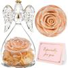 Yamonic Festa della Mamma Idee Regalo,Rosa Eterna Regalo Donna, Rosa Stabilizzata con Angelo di Vetro Regali Mamma Compleanno, Angeli Custodi Regali Nonna, Fiori Eterni con Statuette Angeli Natale